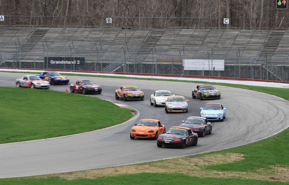 Just .4 seconds separated the top six cars for the first race of the NASA Midwest season at the Mid-Ohio Sports Car Course.