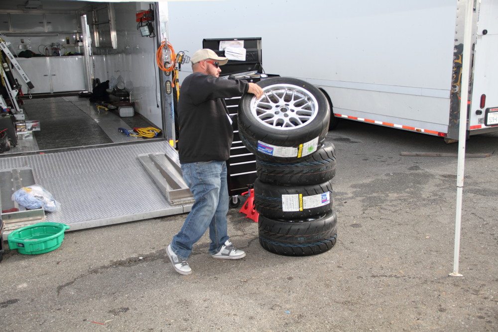 Take care of your tires while transporting the car and gear to the track. Preferably, tow with old tires on the car, saving the race tires for qualifying or the race.