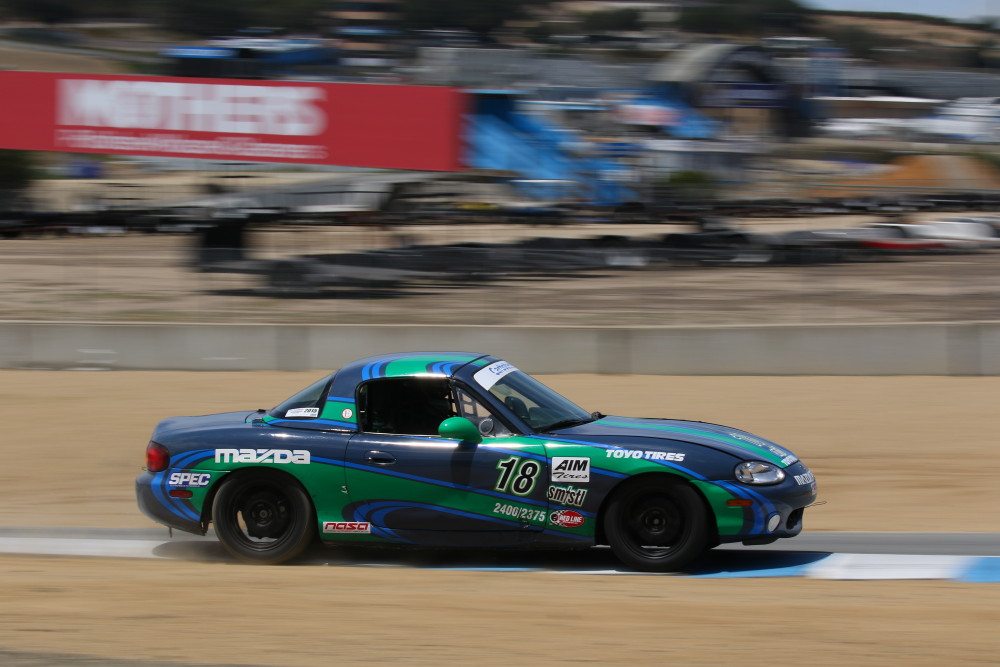 A post-race penalty ahead of Tim Weaver bumped him up to a third-place finish in Spec Miata by just .092 seconds over the car behind him.