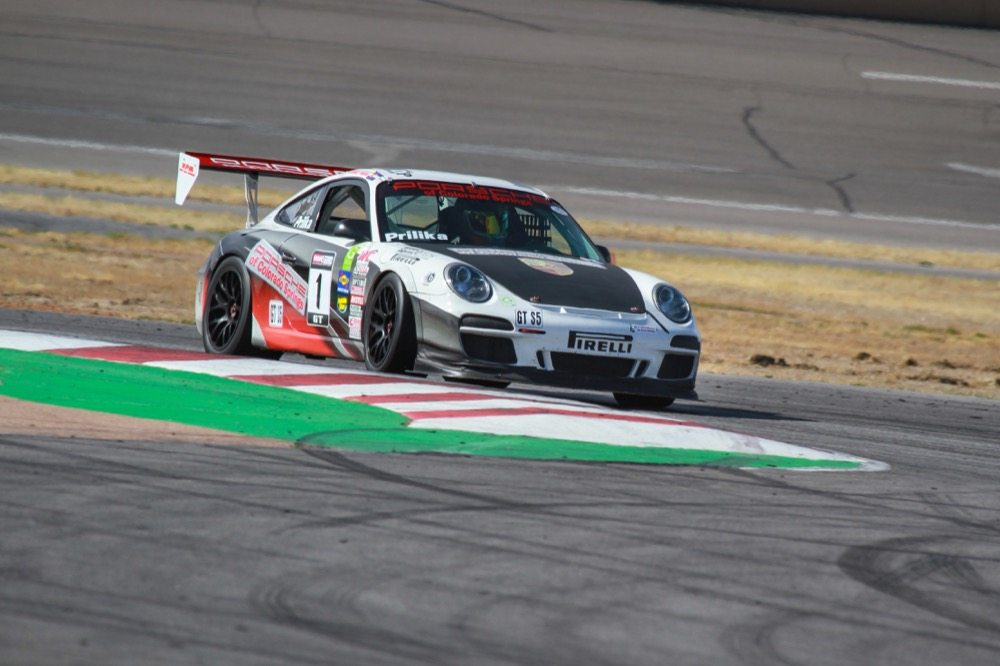 Robert Prilika rest the GTSU track record at 0:58.436 in his Porsche Cup car.