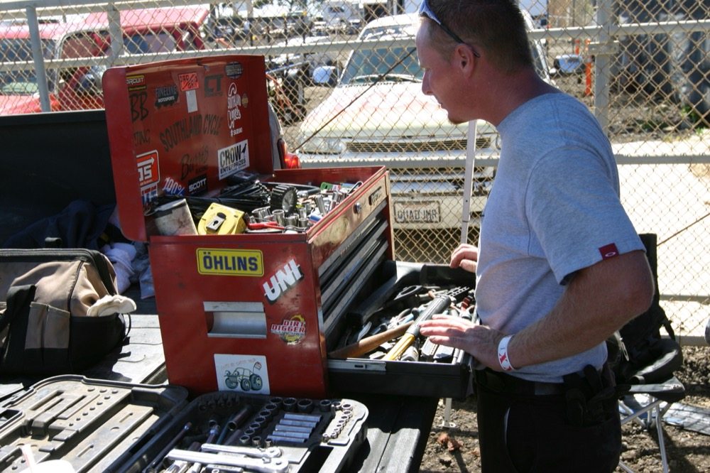 Set up your tool box at home so that it’s easy to pick it up and take it to the track, and have everything you need. 