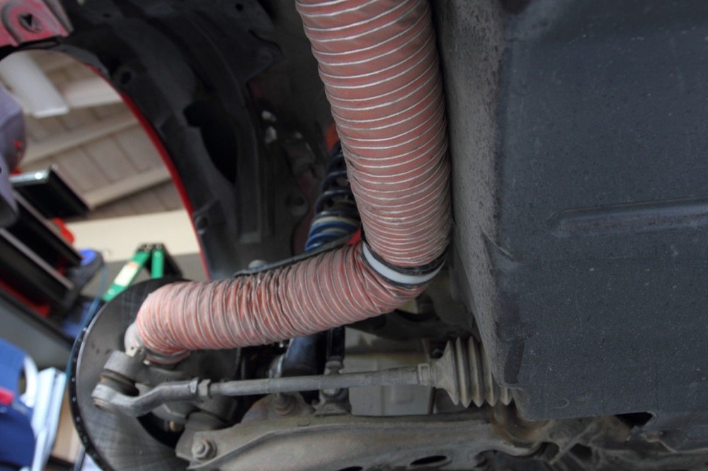 The hose should be at least a 3-inch in diameter, and routed through the car with large, smooth bends.