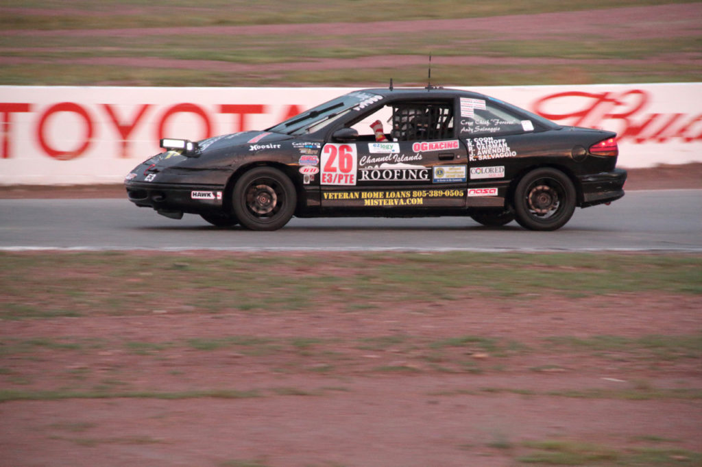 Team Sampson Racing drove its Saturn SC2 to yet another iron-man win in E3 at Willow Springs. 